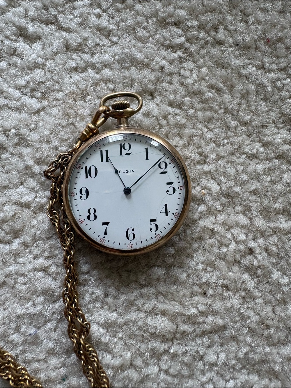 Antique Elgin Gold Pocket Watch with Chain - Gold Filled